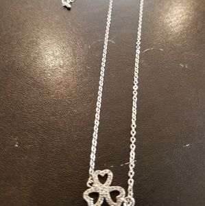 Dainty Crystal and Silver 3 Clover Necklace